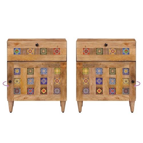 Нощен шкаф Естествен 50 x 33 x 60 см Солидно мангово дърво