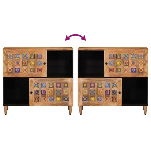 Служебен шкаф Естествен 80 x 33,5 x 75 см Солидно мангово дърво