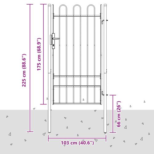 Врата за ограда Сив 103 x 225 cm Прахово боядисана стомана