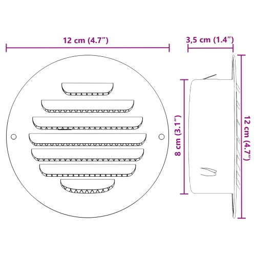 Предпазители за въздушна вентилация 4 pcs Сребрист 80 mm