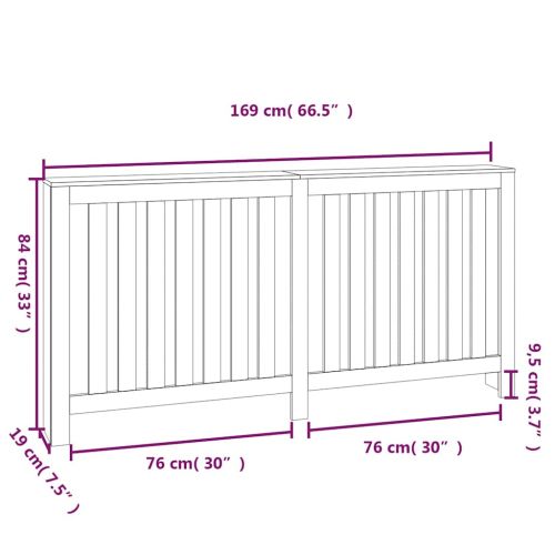 Параван за радиатор 169x19x84 см борово дърво масив