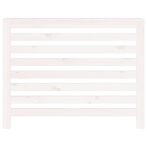 Параван за радиатор бял 108,5x19x84 см борово дърво масив