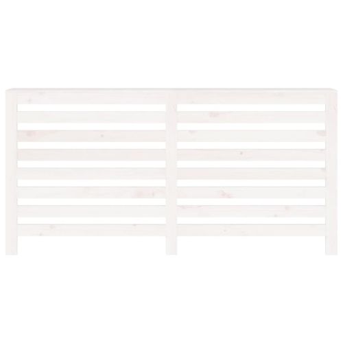 Параван за радиатор бял 169x19x84 см борово дърво масив