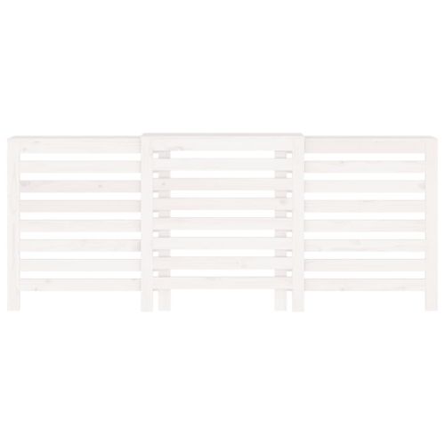 Параван за радиатор бял 210x21x85 см борово дърво масив