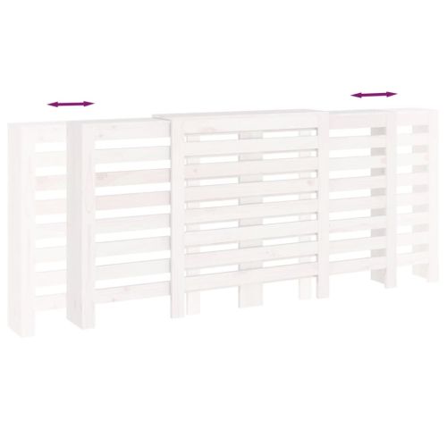 Параван за радиатор бял 210x21x85 см борово дърво масив