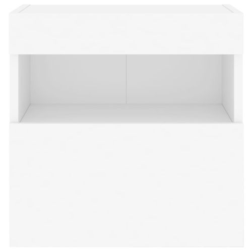 Стенен ТВ шкаф с LED осветление, бял, 40x30x40 см