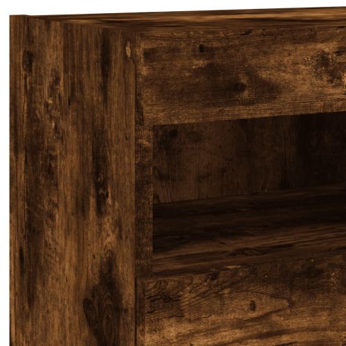 Стенен ТВ шкаф с LED осветление, опушен дъб, 40x30x40 см