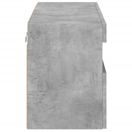 Стенен ТВ шкаф с LED осветление, бетонно сив, 80x30x40 см