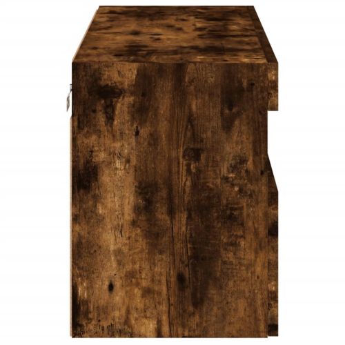 Стенен ТВ шкаф с LED осветление, опушен дъб, 80x30x40 см