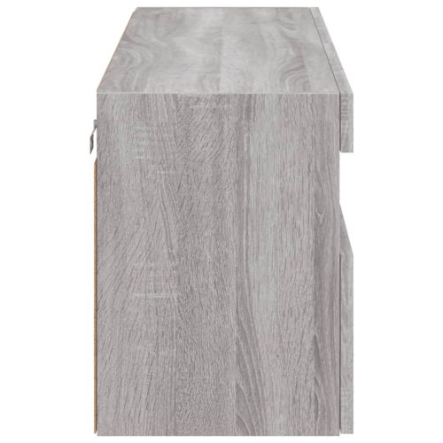 Стенен ТВ шкаф с LED осветление, сив сонома, 100x30x40 см