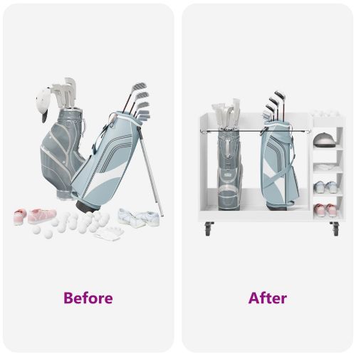 Голф шкаф с колело Едноцветен Бяло 120 x 45 x 98 см