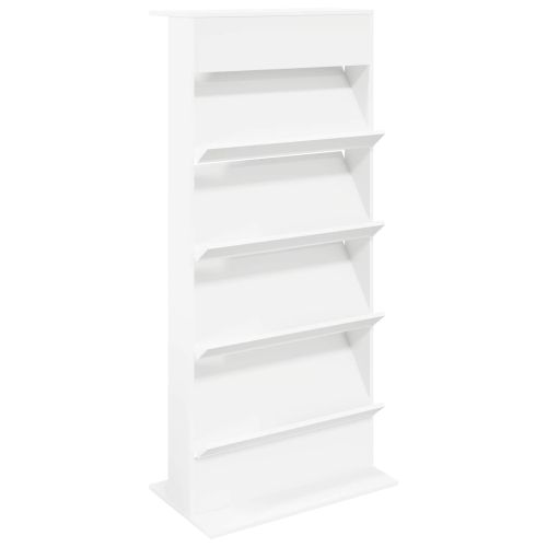 Етажерка за списания Бяло 70 x 41 x 156 см Инженерно дърво