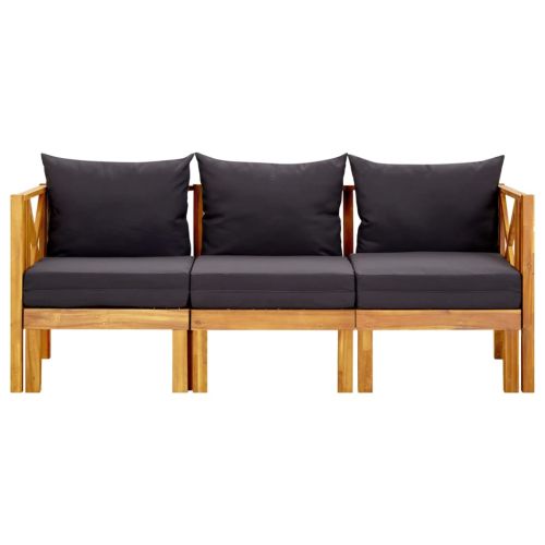 3-местна градинска пейка с възглавници, 179 см, акация масив