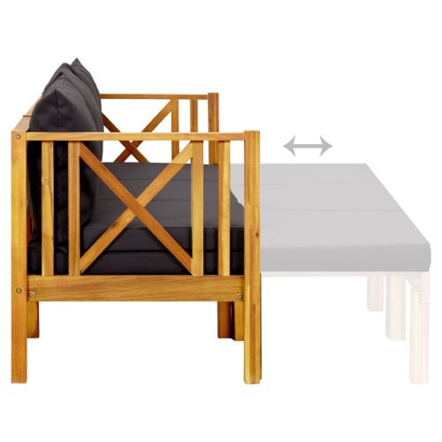 3-местна градинска пейка с възглавници, 179 см, акация масив