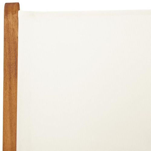 Градински трапезен комплект, 7 части, кремавобял, плат и масив