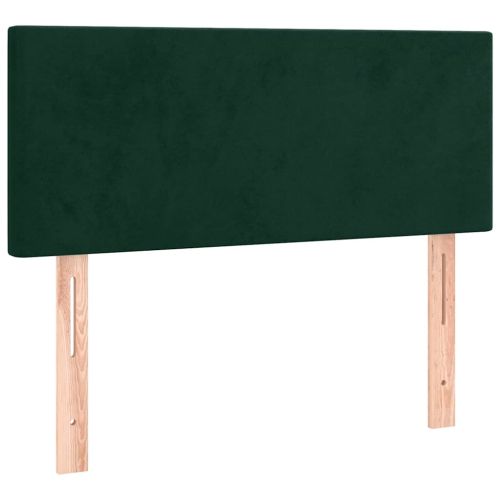 Боксспринг легло с матрак, тъмнозелено, 90x200 см, кадифе