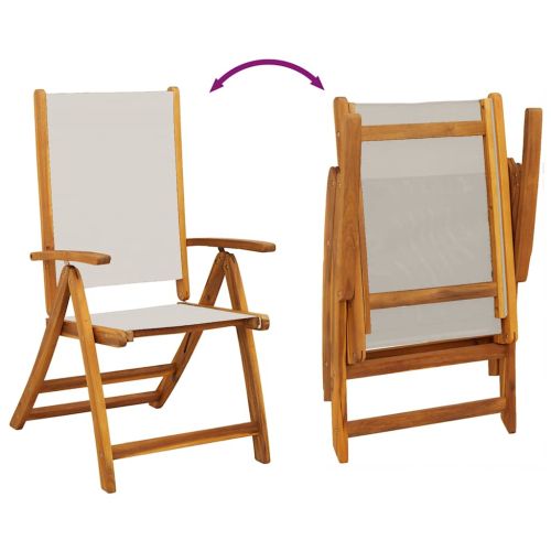 Градински трапезен комплект, 7 части, акация масив и textilene