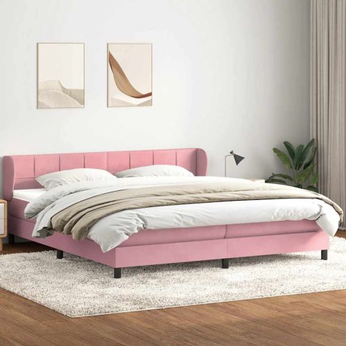 Box Spring легло с матраци Розово 180x210 cm Кадифе