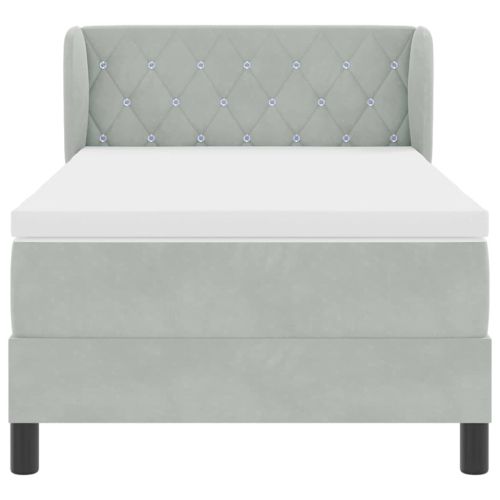 Легло с пружинирана основа Светлосиво 90 x 200 cm Кадифе