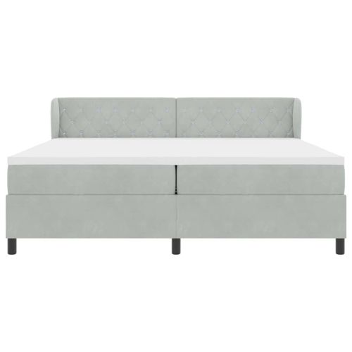 Легло с пружинирана основа Светлосиво 200 x 200 cm Кадифе