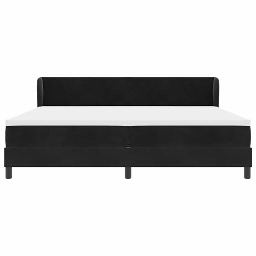 Легло с пружинирана основа с матрак Черно 200 x 200 cm Кадифе