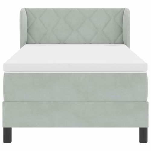 Легло с пружинирана основа Светлосиво 90 x 200 cm Кадифе