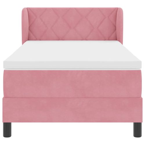 Легло с пружинирана основа с матрак Розово 100 x 200 cm Кадифе