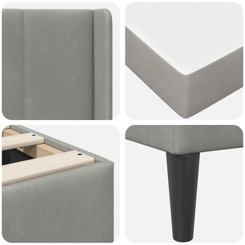 Рамка за легло с матрак Светлосиво 90 x 190 cm Кадифе