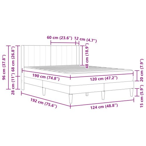 Рамка за легло Черен 120 x 190 cm Кадифе
