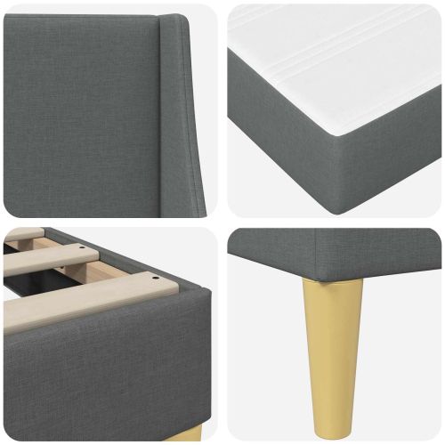 Рамка за легло с матрак с таблото 2 pcs Тъмен сив текстил