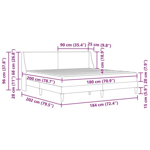 Рамка за легло с матрак с таблото 2 pcs Тъмен сив текстил