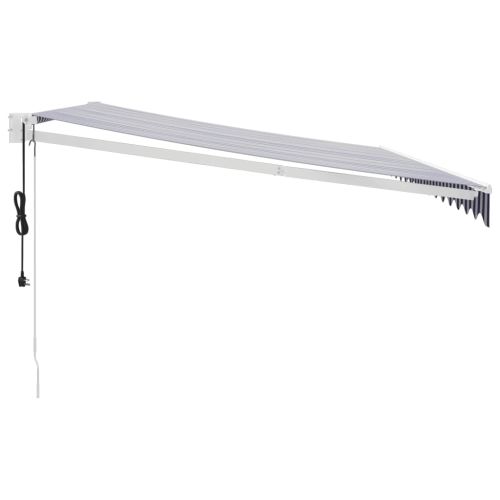 Автоматично прибираща се тента, синьо и бяло, 4x3 м