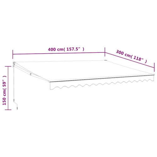 Автоматично прибираща се тента, кремаво, 4x3 м