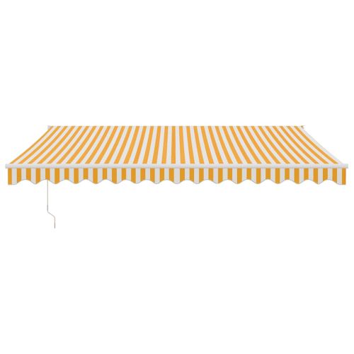 Автоматично прибираща се тента, жълто и бяло, 4x3 м