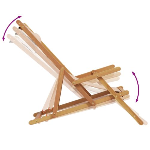 Сгъваеми плажни столове, 2 бр, бежов, плат и масивно дърво