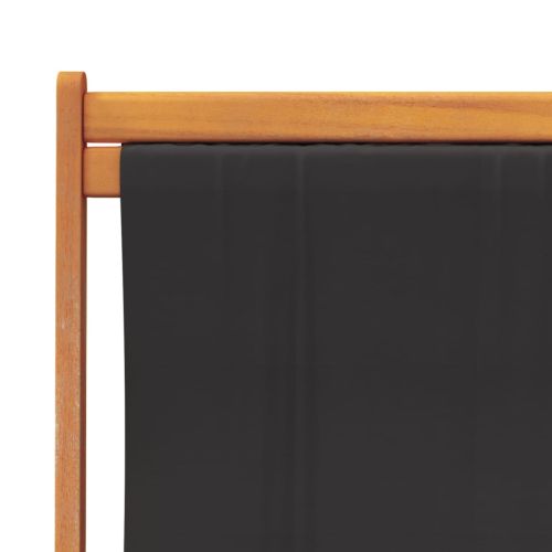 Сгъваеми плажни столове, 2 бр, черни, текстил