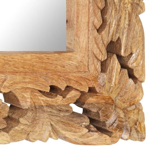 Ръчно резбовано огледало кафяво 110x50 см мангово дърво масив