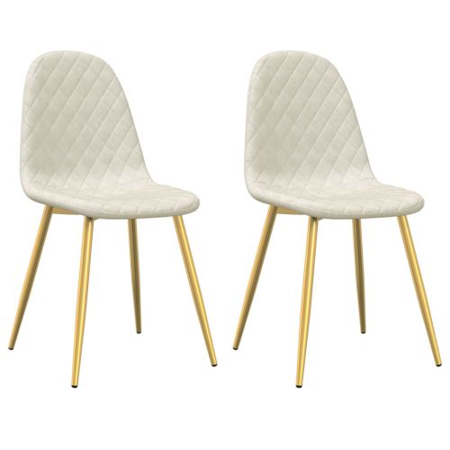 Трапезни столове, 2 бр, кремави, кадифе