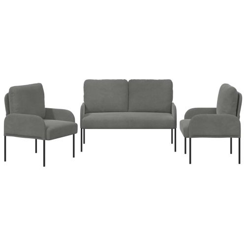 Комплекти дивани 3 pcs Тъмен сив 115 x 56 x 80 см Шперплат