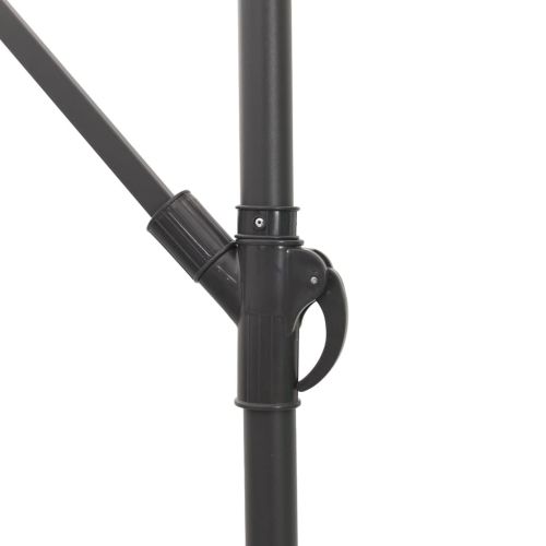 Градински чадър с LED и стоманен прът, кафяв, 269x269x235 см