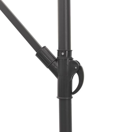 Градински чадър с LED и стоманен прът, кафяв, 290x290x238 см