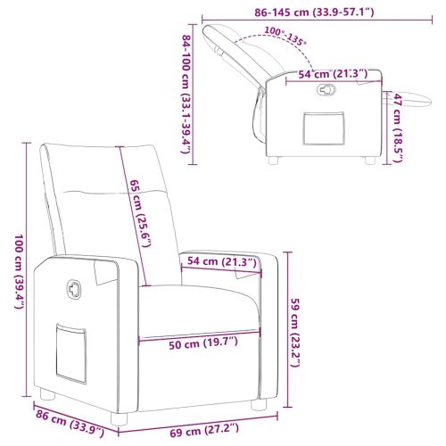 Реклайнер стол, светлосив, текстил