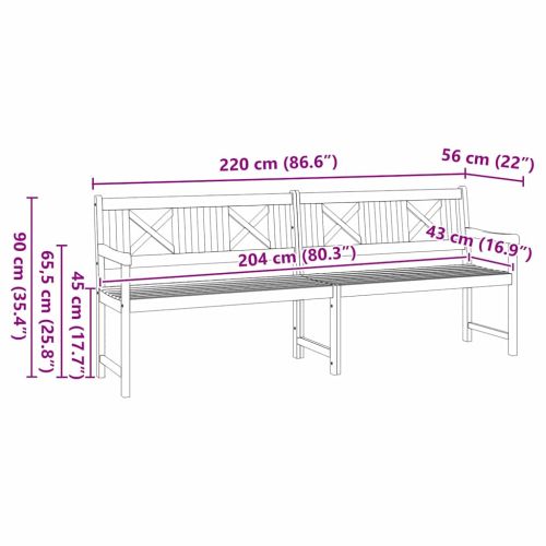 Градинска пейка Кафяво 220 x 56 x 90 см Солидно акациево дърво