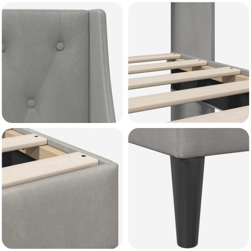 Рамка за легло с таблото Светлосиво 90 x 190 cm Кадифе