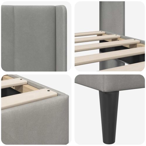 Рамка за легло с таблото Светлосиво 180 x 200 cm Кадифе