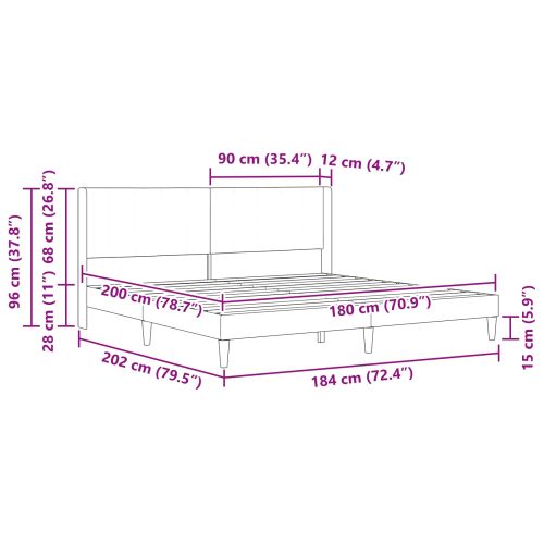 Рамка за легло с таблото Розово 180 x 200 cm Кадифе