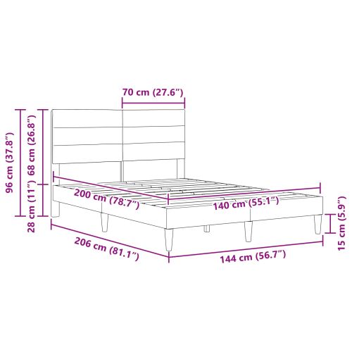 Рамка за легло с таблото Таупе 140 x 200 cm текстил