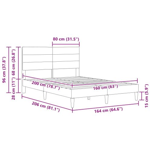 Рамка за легло с таблото Таупе 160 x 200 cm текстил