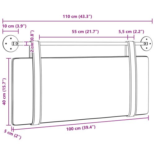 Висяща табла Едноцветен Тъмен кафяв 110 x 55 x 5 см Антично PU