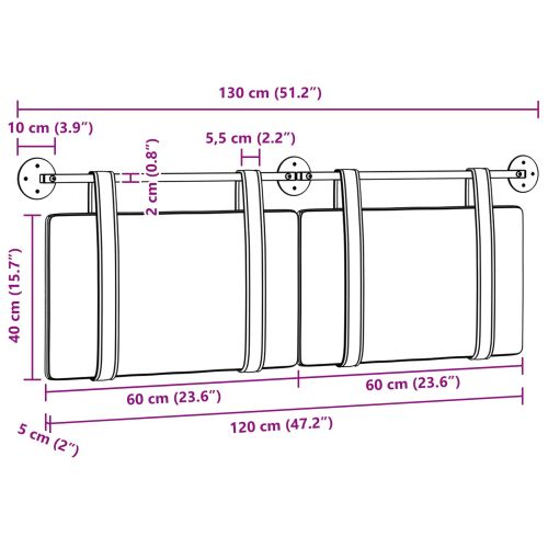 Висяща табла Монтиране на стена Бял 130 x 55 x 5 см Антично PU